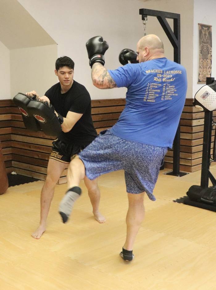 One-on-one personal training pad work session